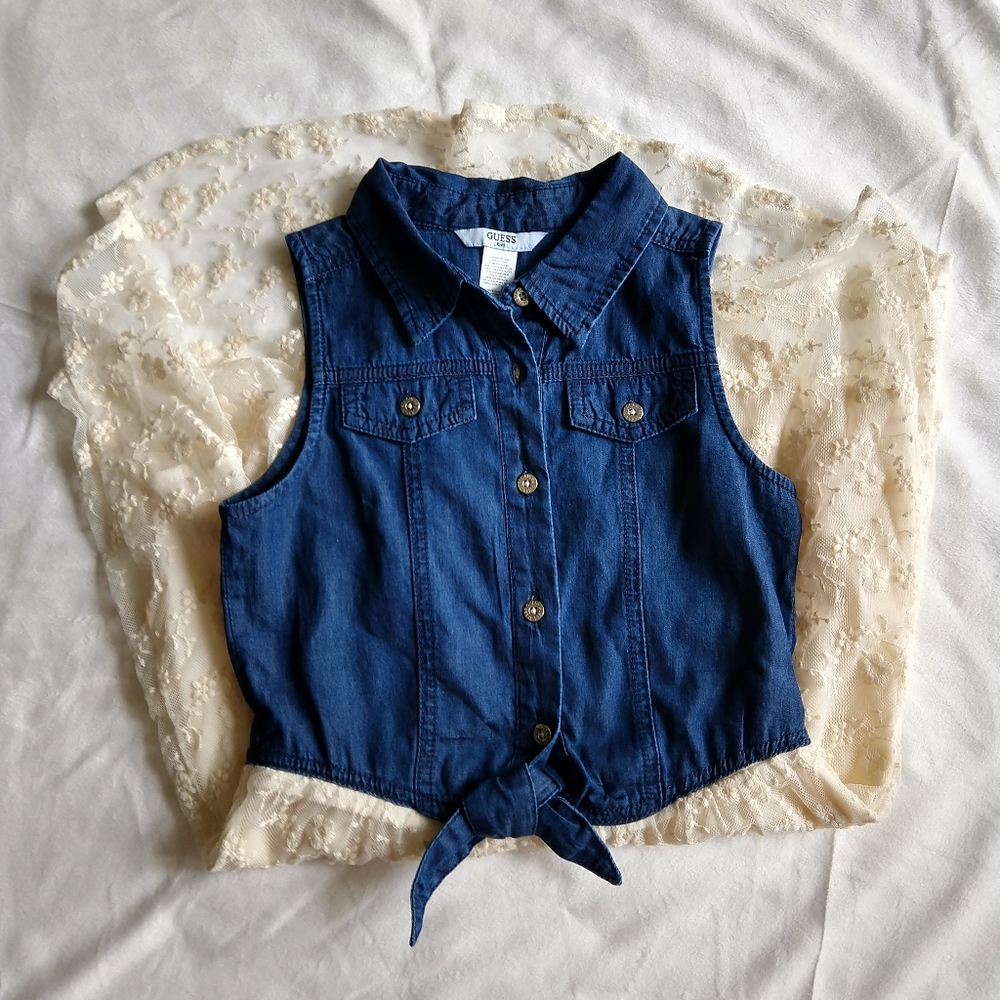 Guess Kids Denim and Lace Dress. EUC Size S (7/8).